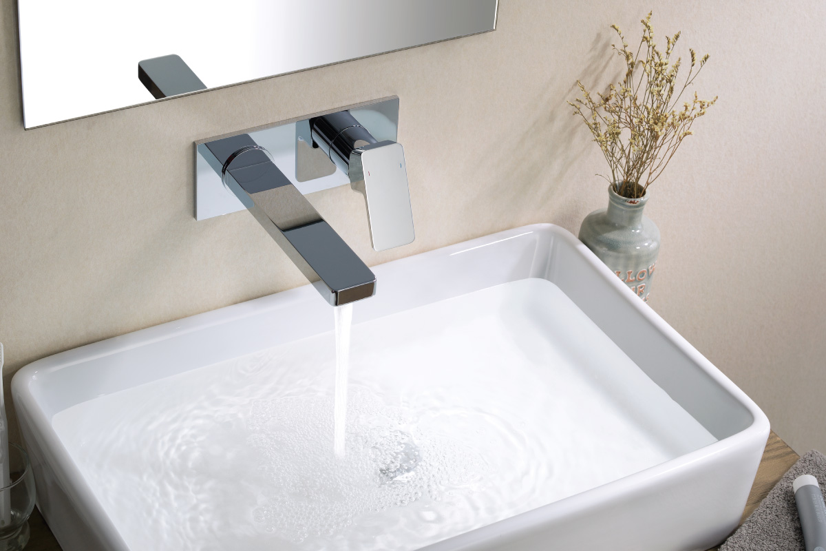 wall mount faucet with back plate