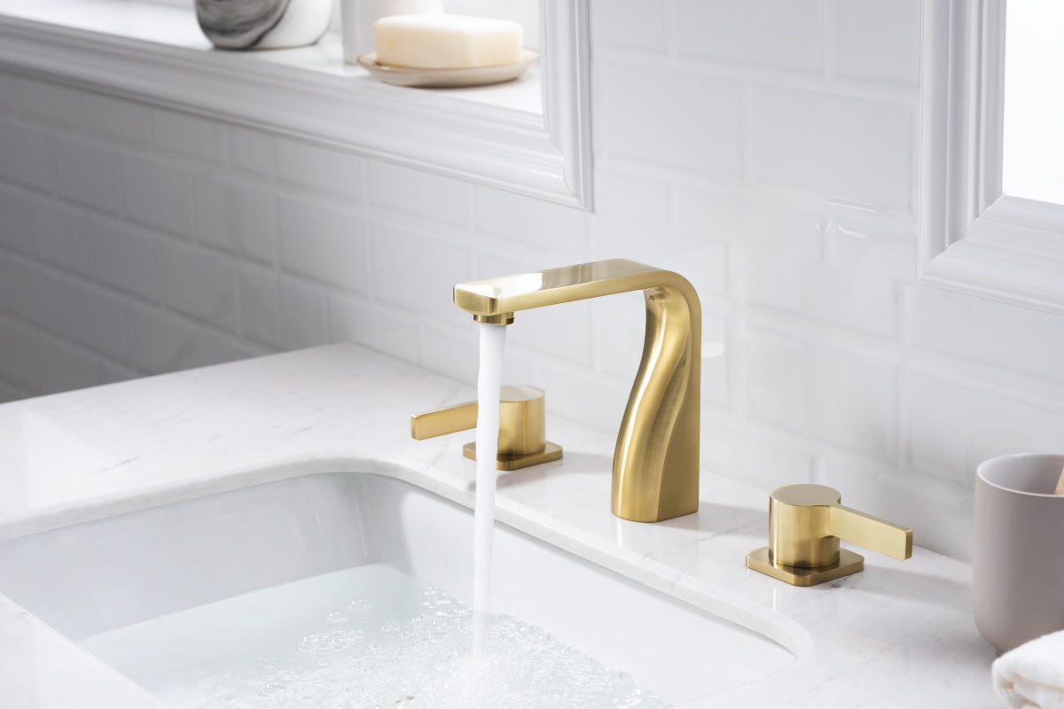 satin brass widespread faucet