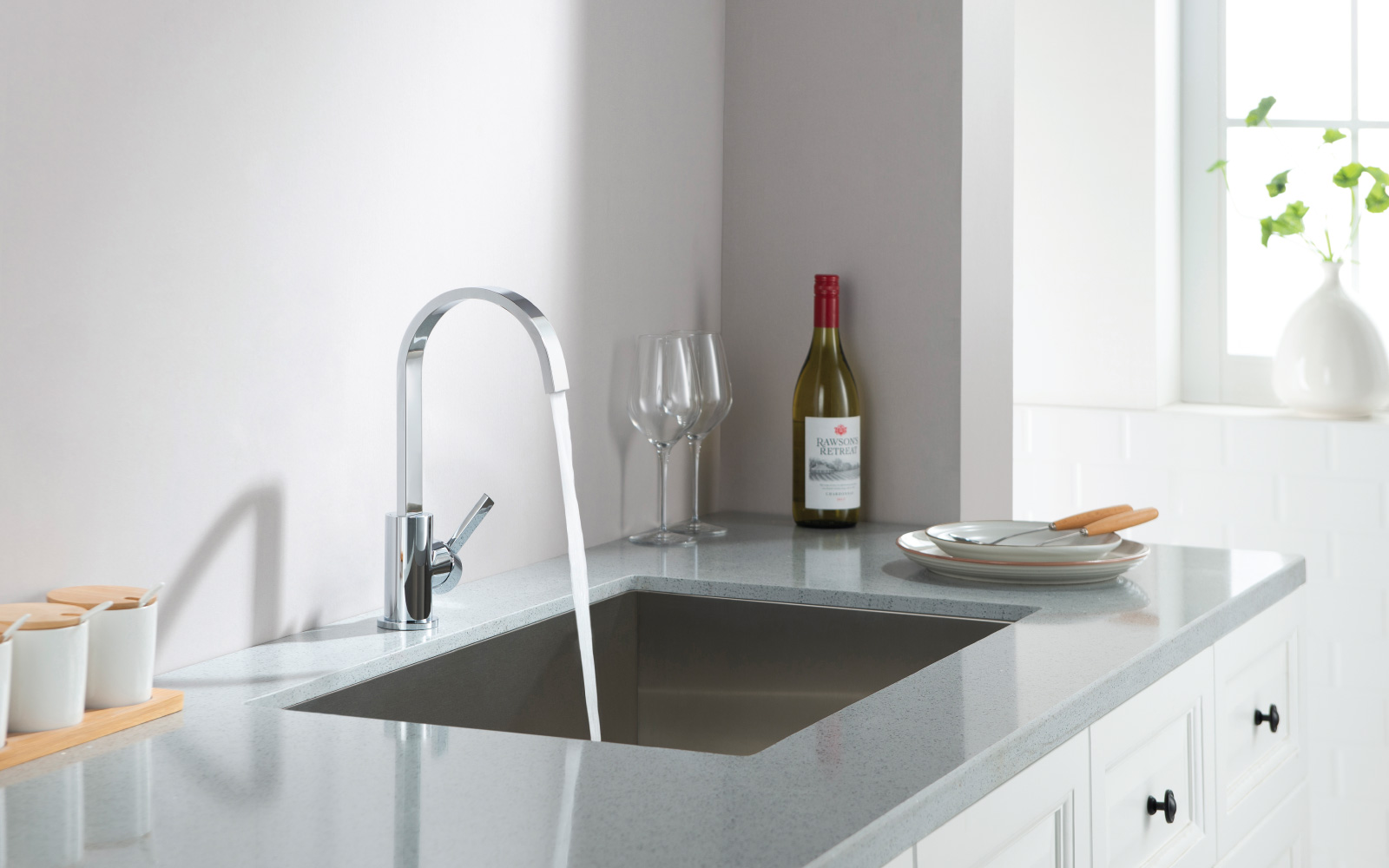 Chrome Bar Faucet on Granite