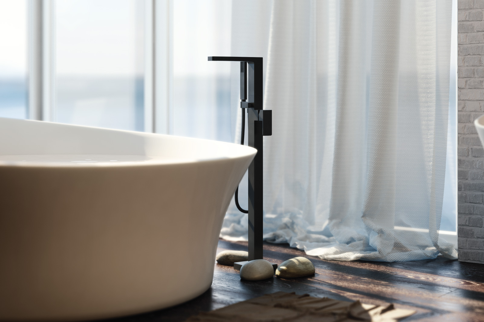 matte black floor mount tub faucet
