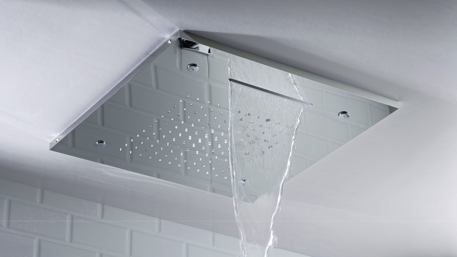 flush ceiling mount waterfall showerhead