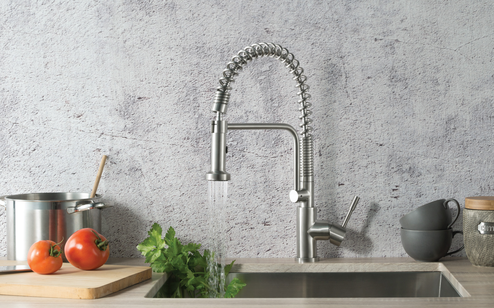 stainless steel spring kitchen faucet