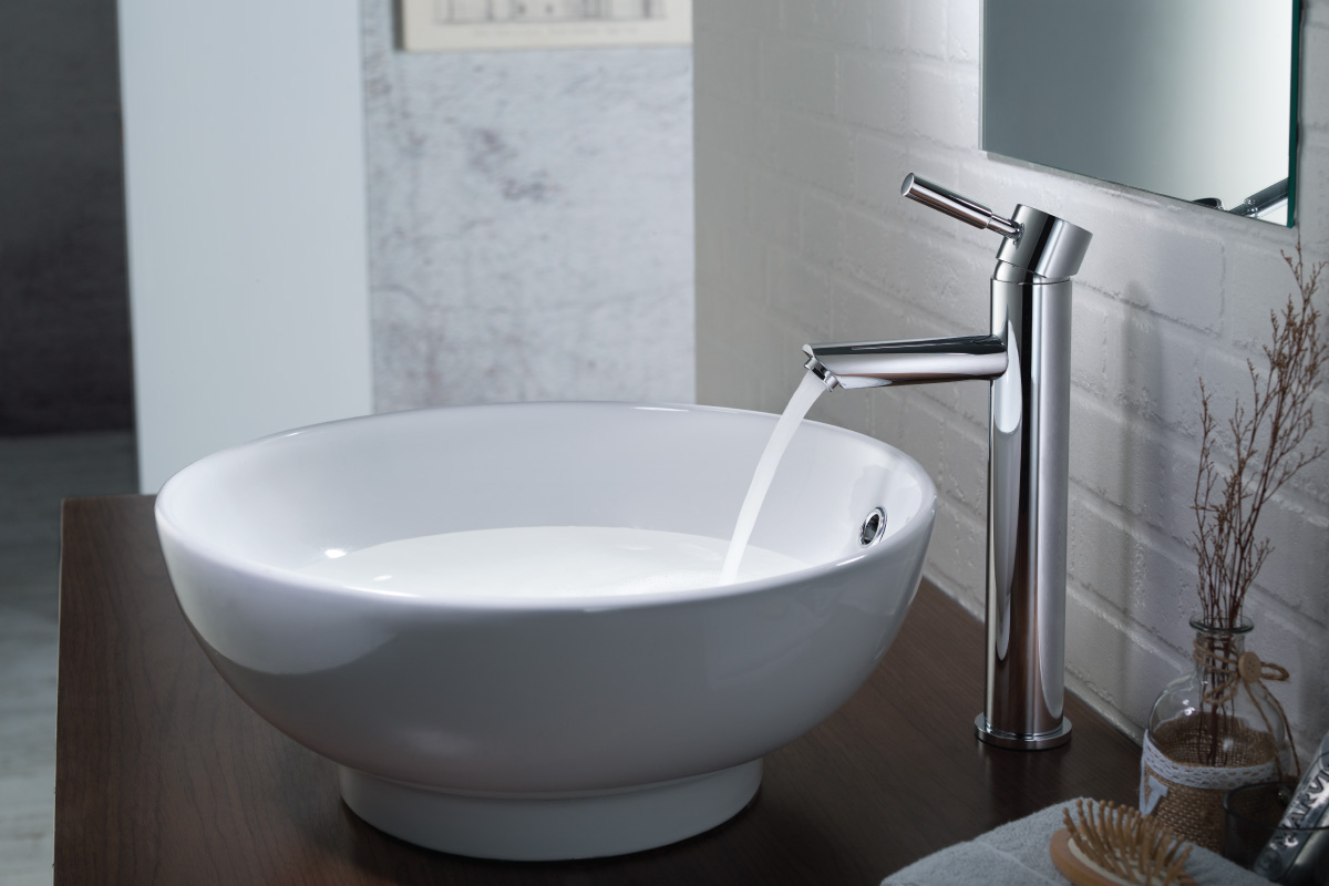 round modern vessel faucet