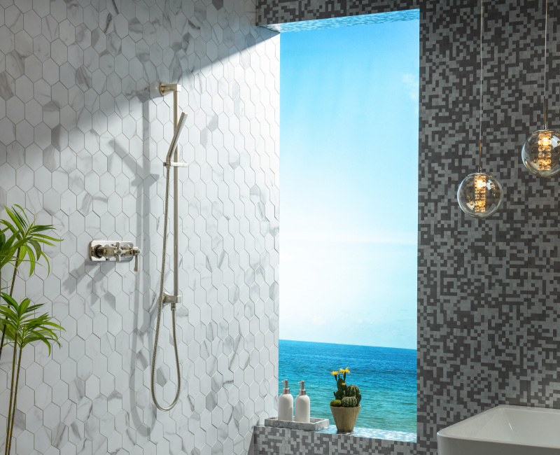 polished nickel shower set