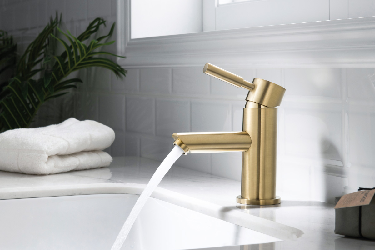satin brass sink faucet