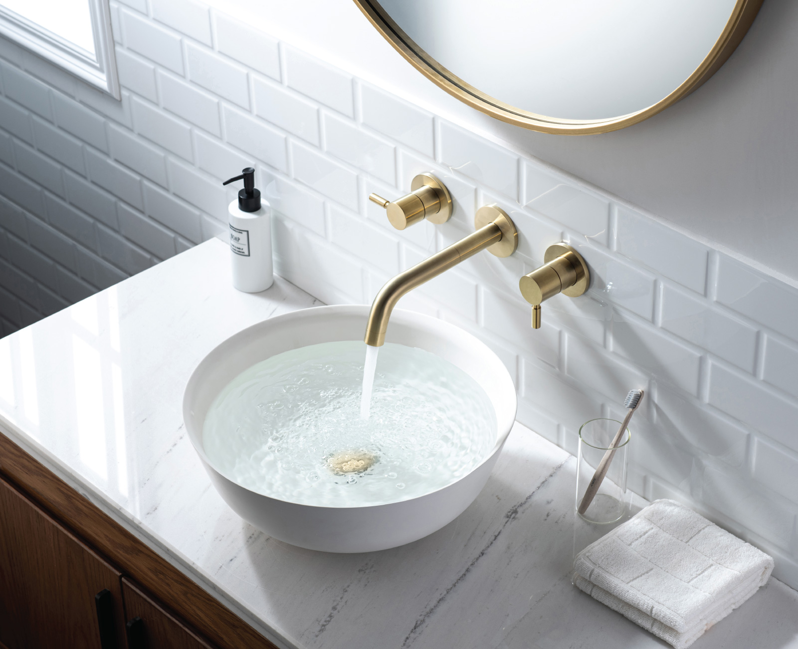 Gold Wall Mount Sink Faucet