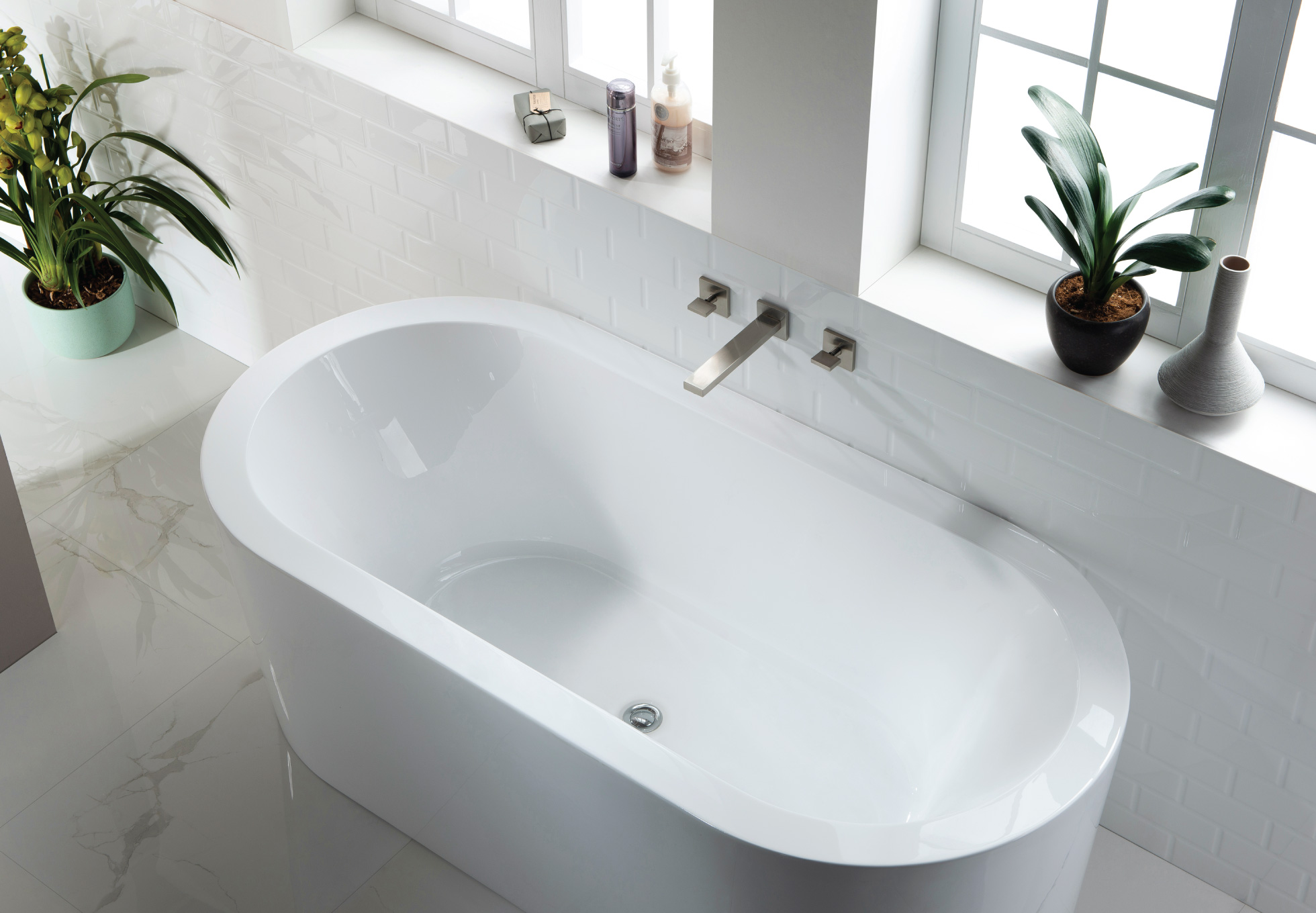 wall mount contemporary bathtub faucet brushed nickel