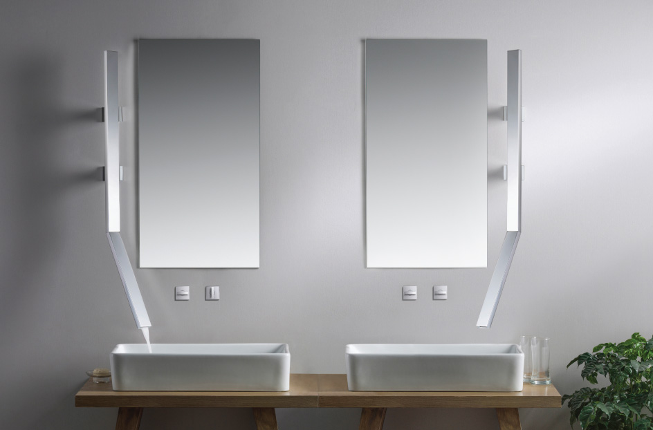 dual vanity with wall mount faucet