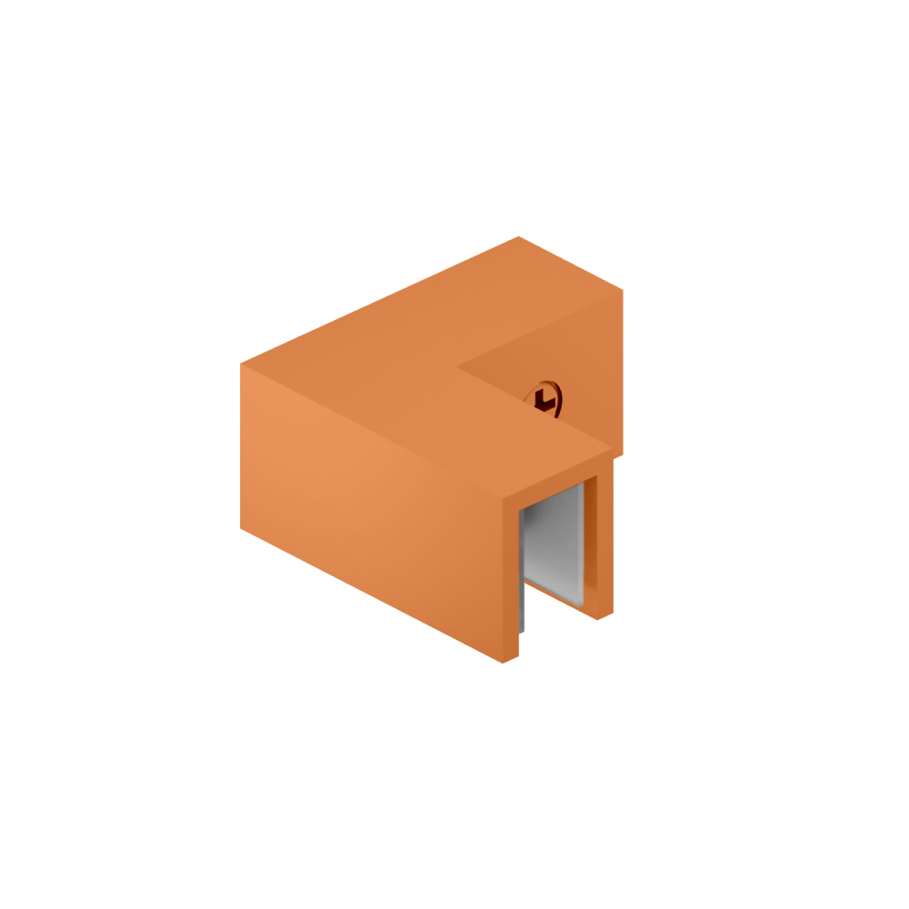90 Degree Glass to Glass Sleeve Over Clamp | Terracotta Orange