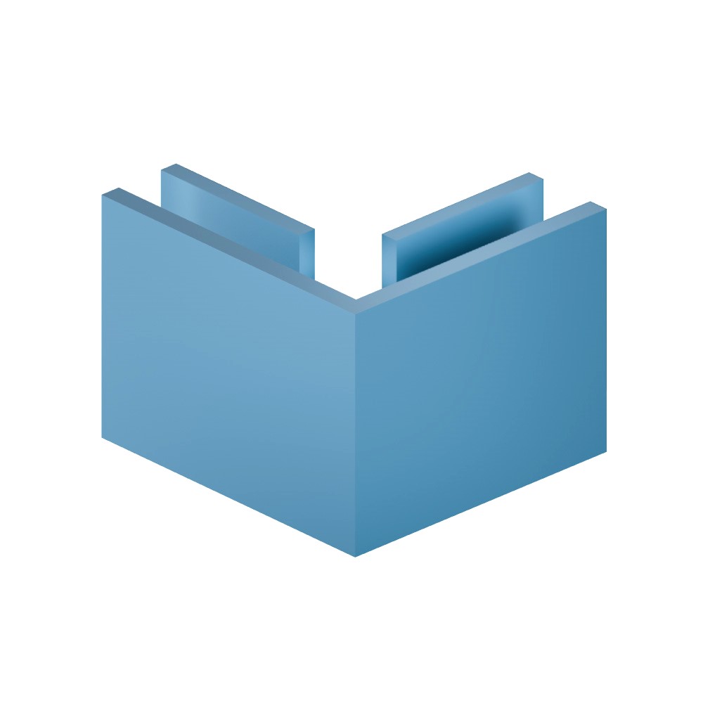 90 Degrees Glass to Glass Fixed Clamp | Sky Blue
