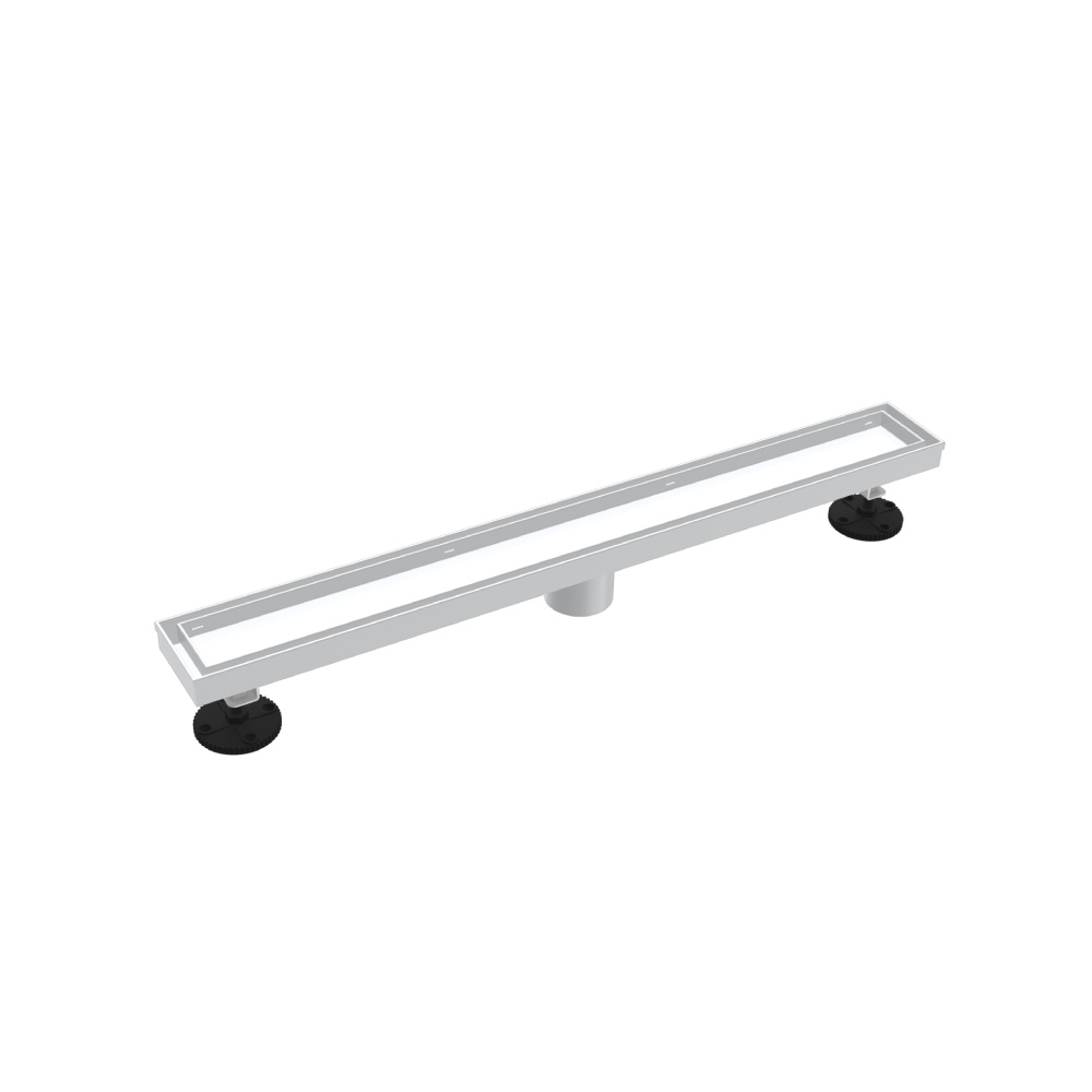 24" Tile Insert Linear Drain with 2" Outlet | Gloss White