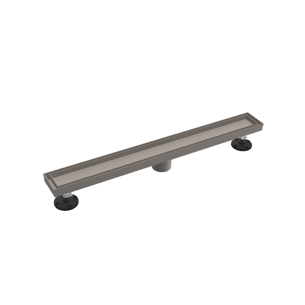 24" Tile Insert Linear Drain with 2" Outlet | Steel Grey