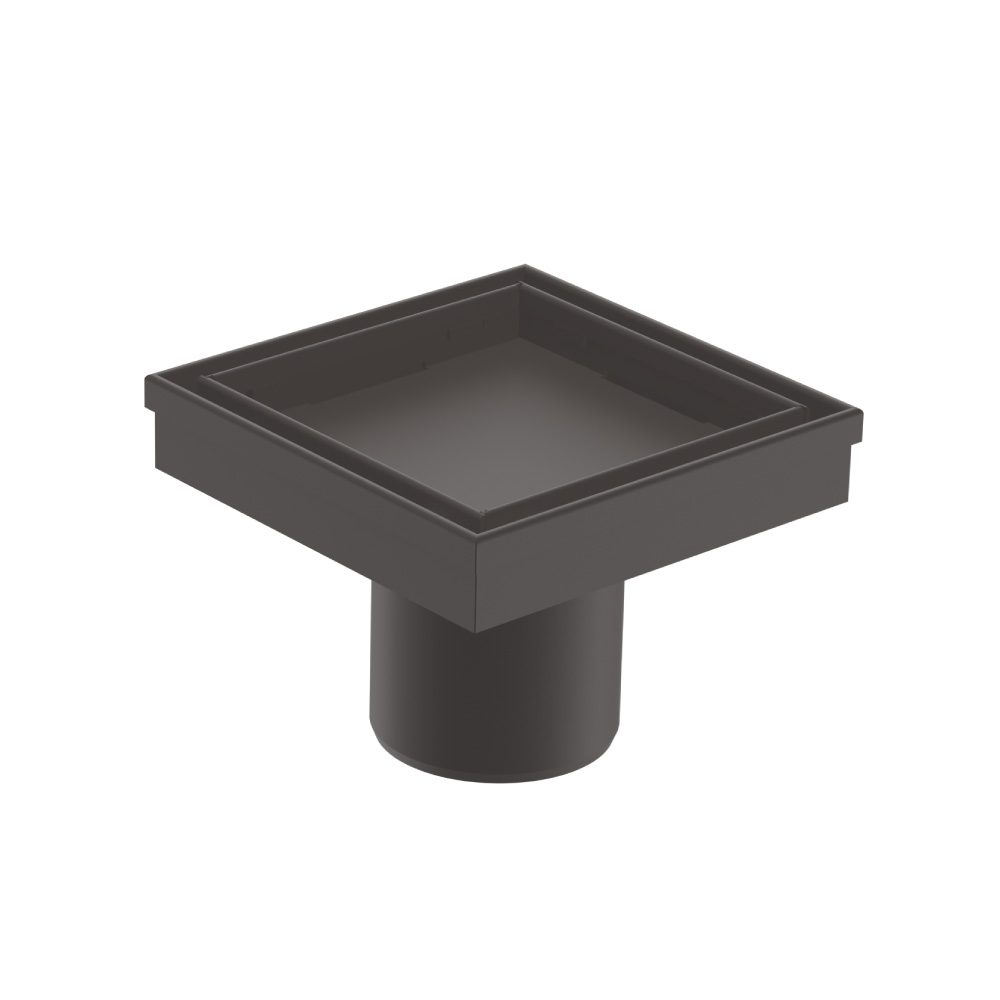 4" Tile Insert Floor Drain with 2" Outlet | Gun Metal Grey