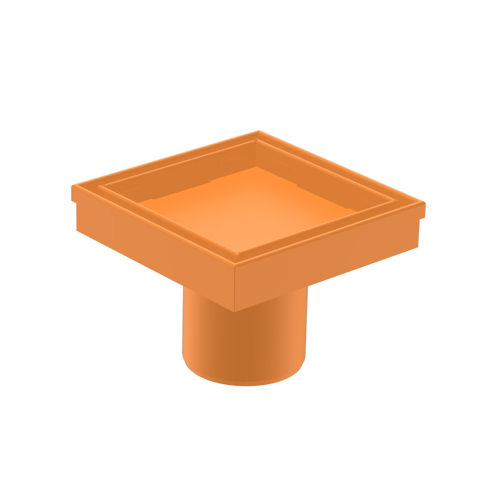 4" Tile Insert Floor Drain with 2" Outlet | Terracotta Orange