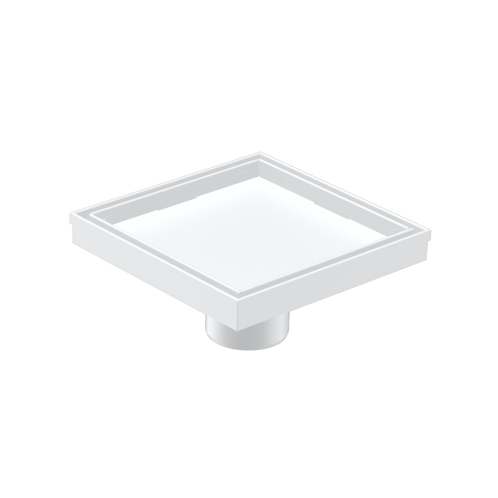 6" Tile Insert Floor Drain with 2" Outlet | Gloss White