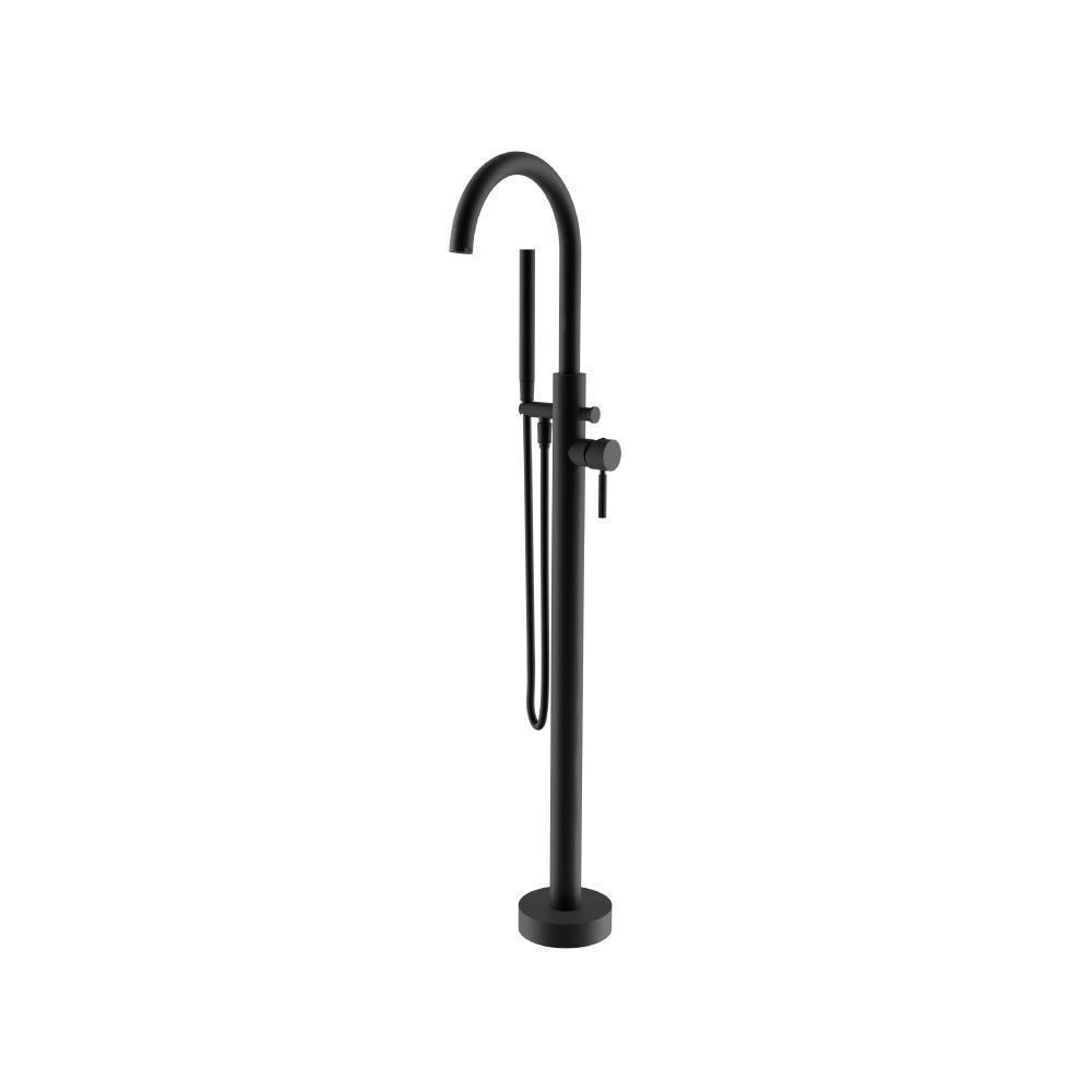 Freestanding Floor Mount Bathtub / Tub Filler With Hand Shower | Matte Black