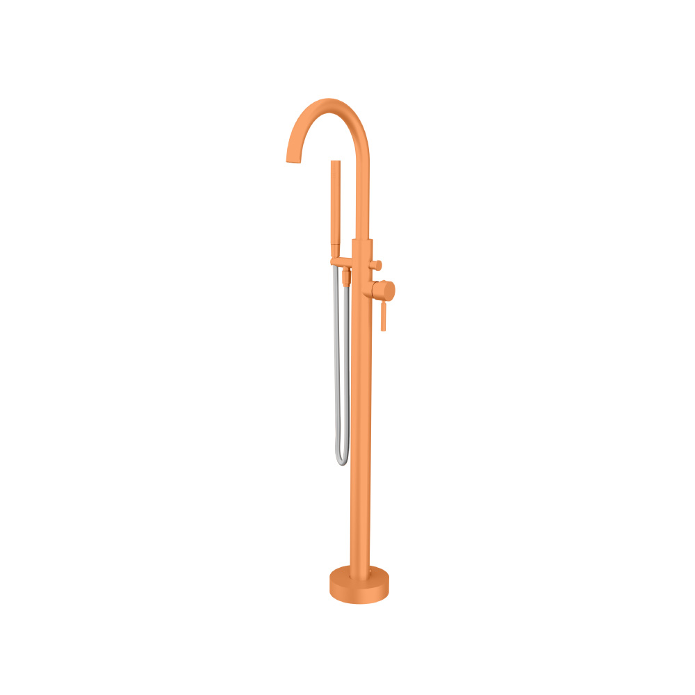 Freestanding Floor Mount Bathtub / Tub Filler With Hand Shower | Terracotta Orange