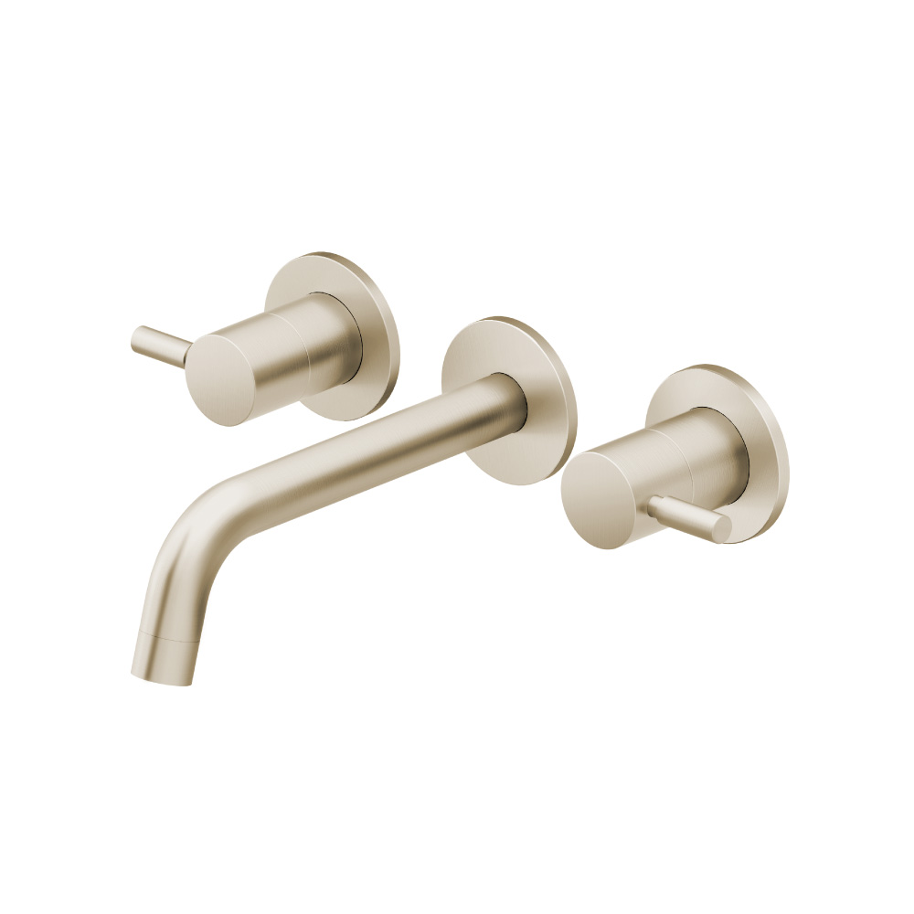 Two Handle Wall Mounted Bathroom Faucet | Brushed Nickel PVD