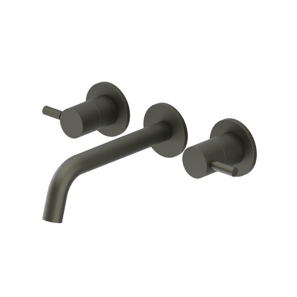 Two Handle Wall Mounted Bathroom Faucet | Dark Green