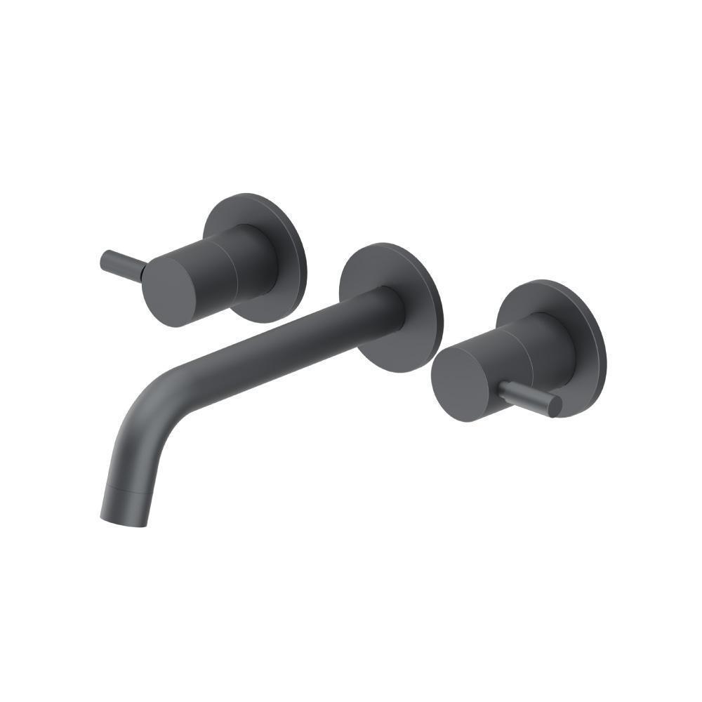 Two Handle Wall Mounted Bathroom Faucet | Rock Grey