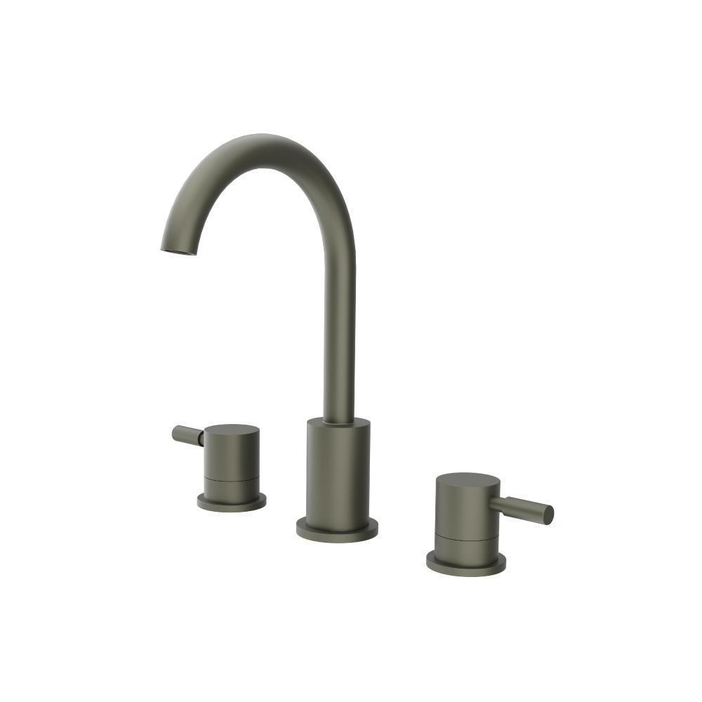Three Hole 8" Widespread Two Handle Bathroom Faucet | Gun Metal Grey