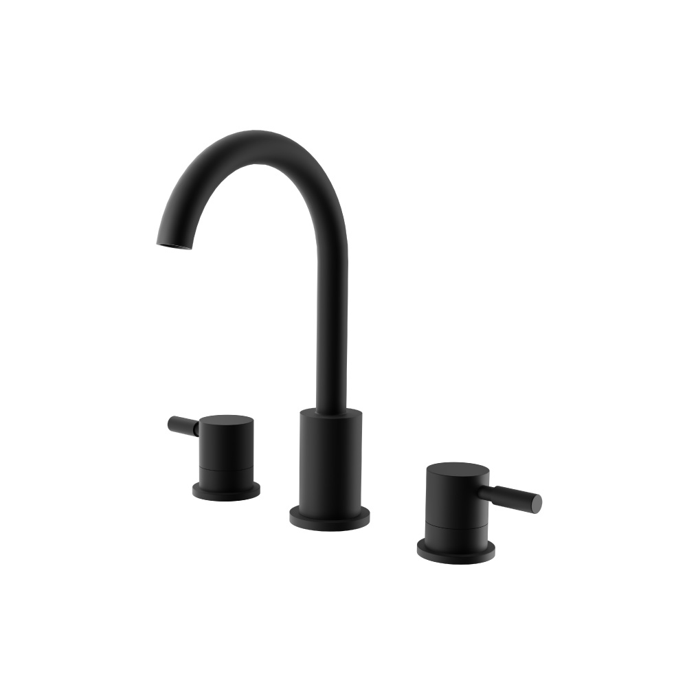 Three Hole 8" Widespread Two Handle Bathroom Faucet | Matte Black