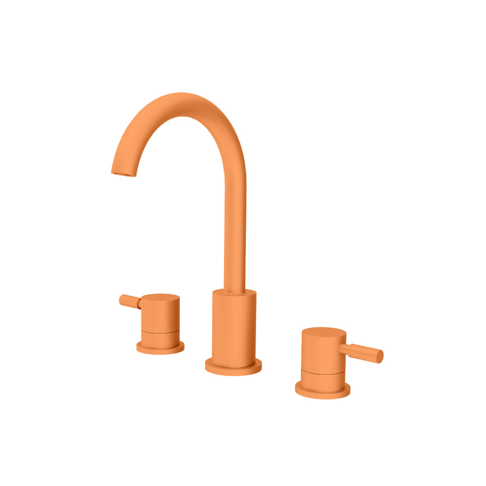 Three Hole 8" Widespread Two Handle Bathroom Faucet | Terracotta Orange