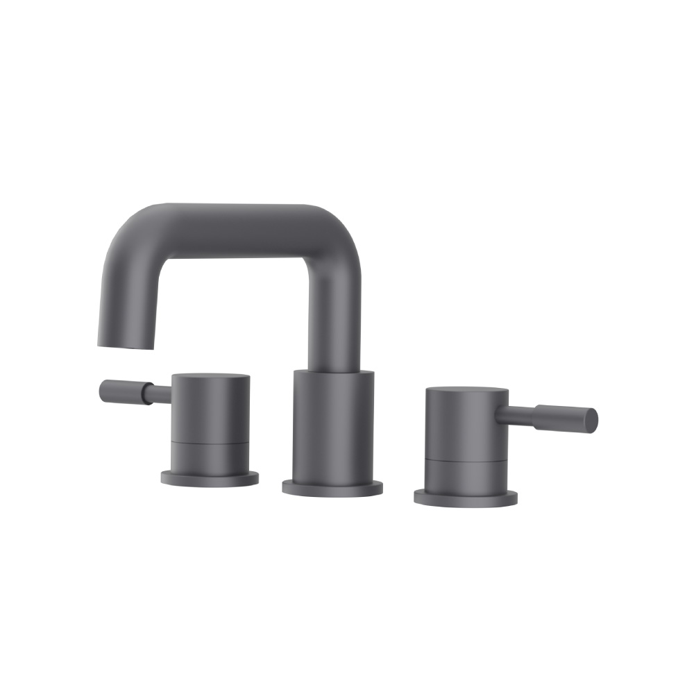 Three Hole 8" Widespread Two Handle Bathroom Faucet | Dark Grey