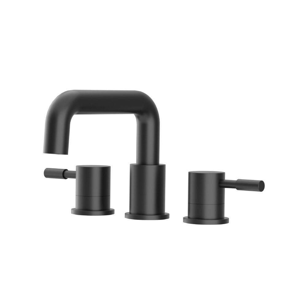 Three Hole 8" Widespread Two Handle Bathroom Faucet | Gloss Black