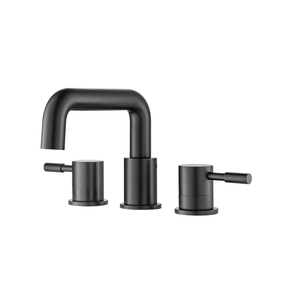 Three Hole 8" Widespread Two Handle Bathroom Faucet | Matte Black
