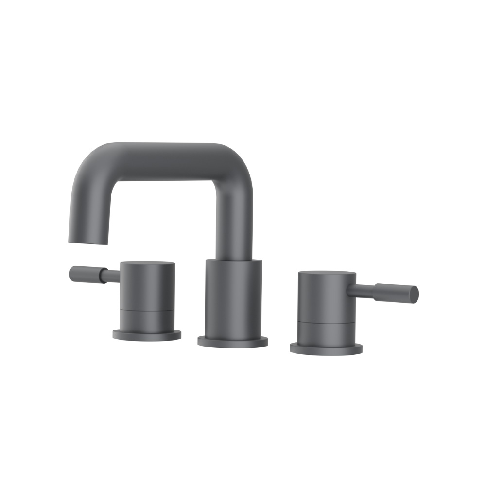Three Hole 8" Widespread Two Handle Bathroom Faucet | Rock Grey