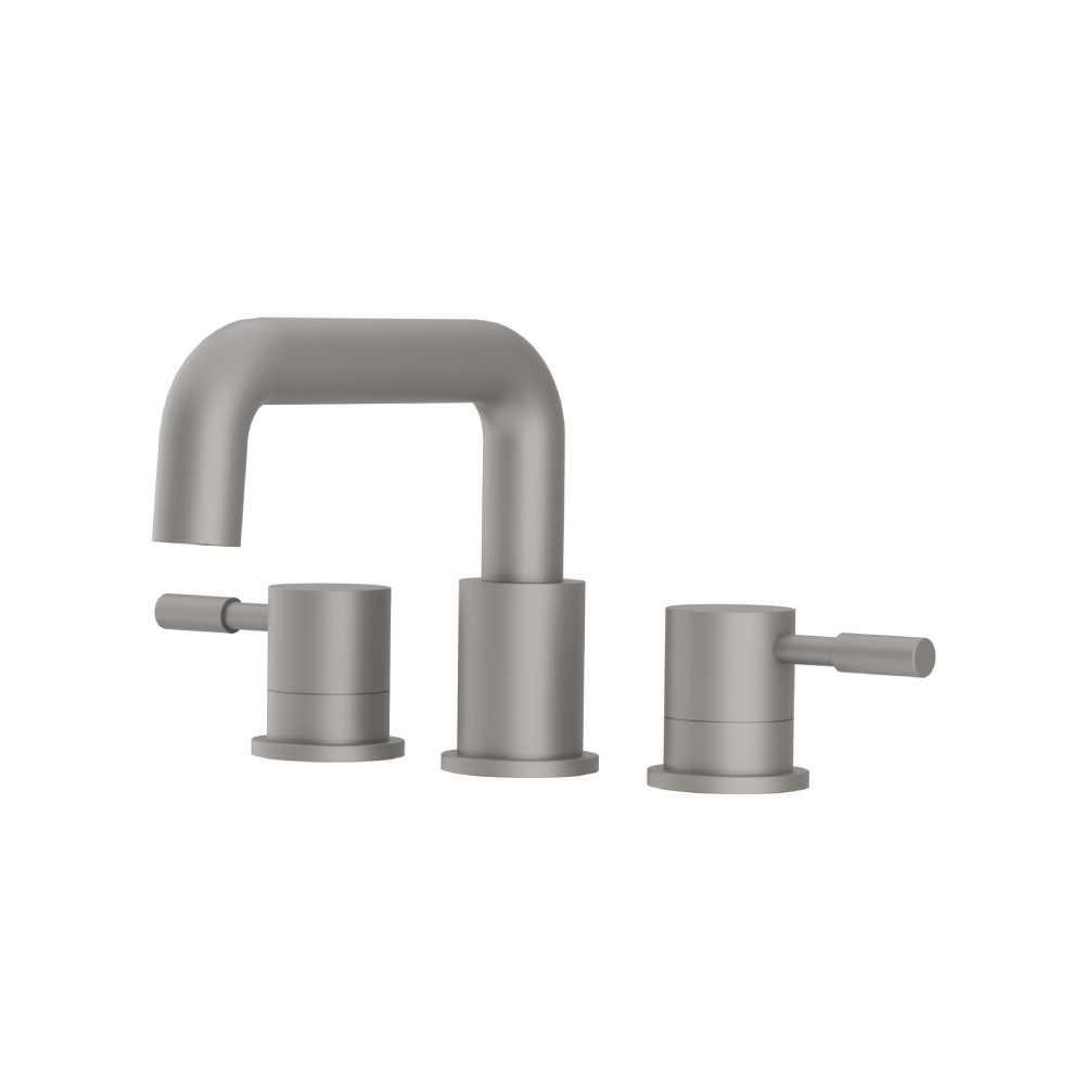 Three Hole 8" Widespread Two Handle Bathroom Faucet | Steel Grey
