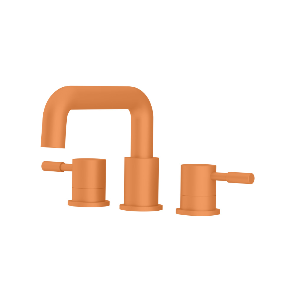 Three Hole 8" Widespread Two Handle Bathroom Faucet | Terracotta Orange