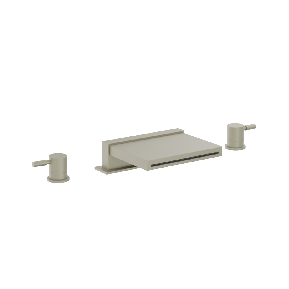 3 Hole Deck Mount Cascade / Sheet Flow Roman Tub Faucet | Light Verde