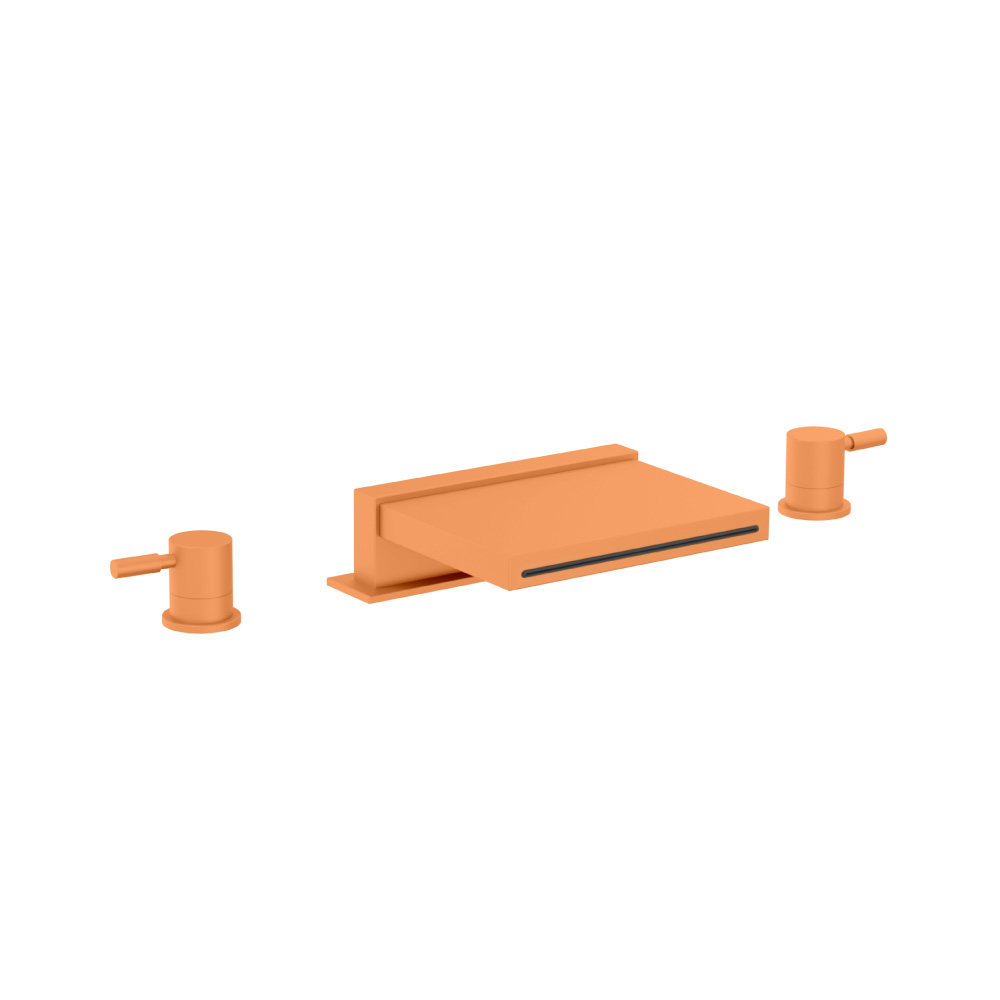3 Hole Deck Mount Cascade / Sheet Flow Roman Tub Faucet | Terracotta Orange