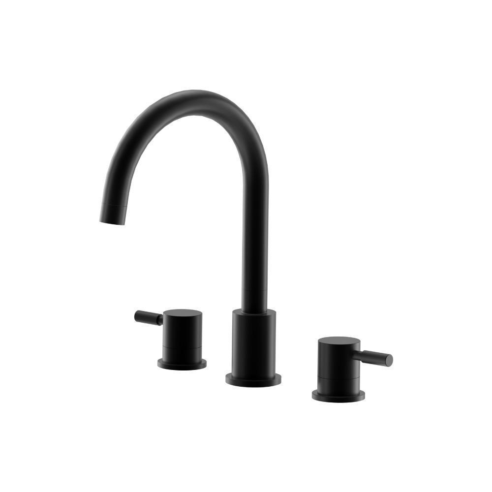 3 Hole Deck Mount Roman Tub Faucet | Gloss Black