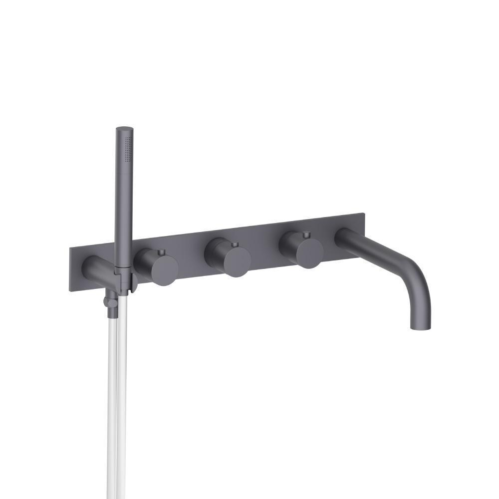 Wall Mount Tub Filler With Hand Shower | Dark Grey