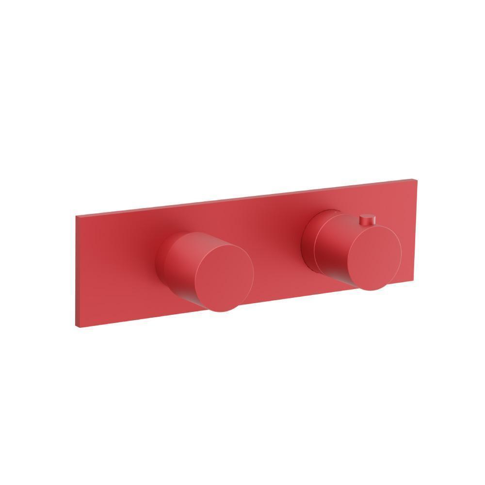 3/4" Horizontal Thermostatic Shower Valve & Trim - 3 Output | Deep Red