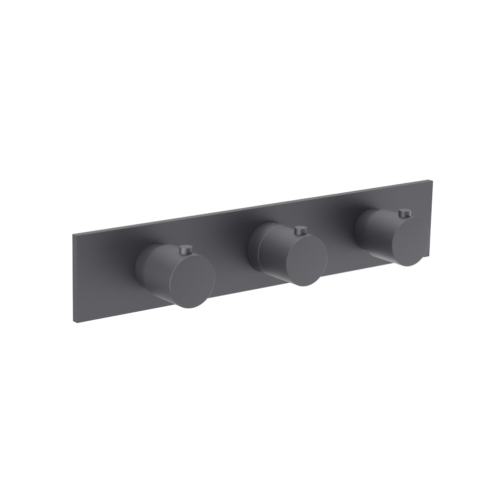 Trim For Horizontal Thermostatic Valve with 2 Volume Controls | Dark Grey