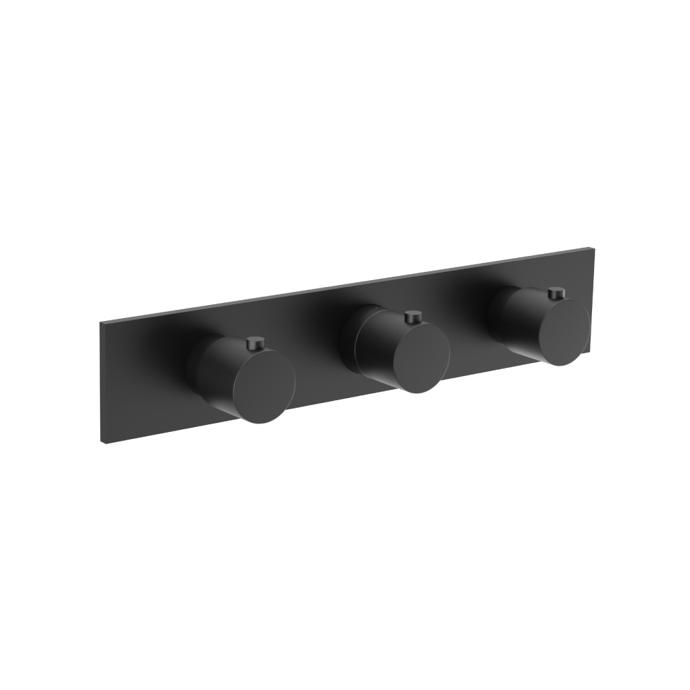 Trim For Horizontal Thermostatic Valve with 2 Volume Controls | Gloss Black