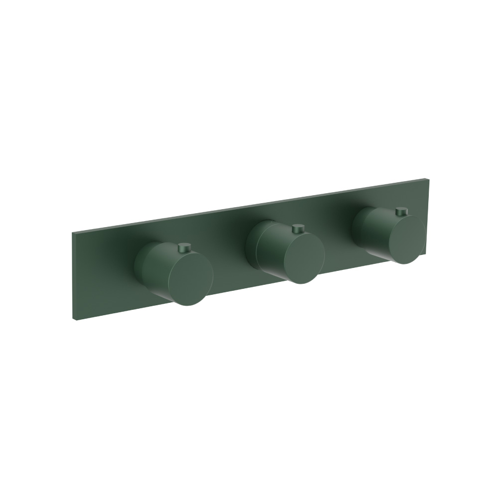 Trim For Horizontal Thermostatic Valve with 2 Volume Controls | Leaf Green