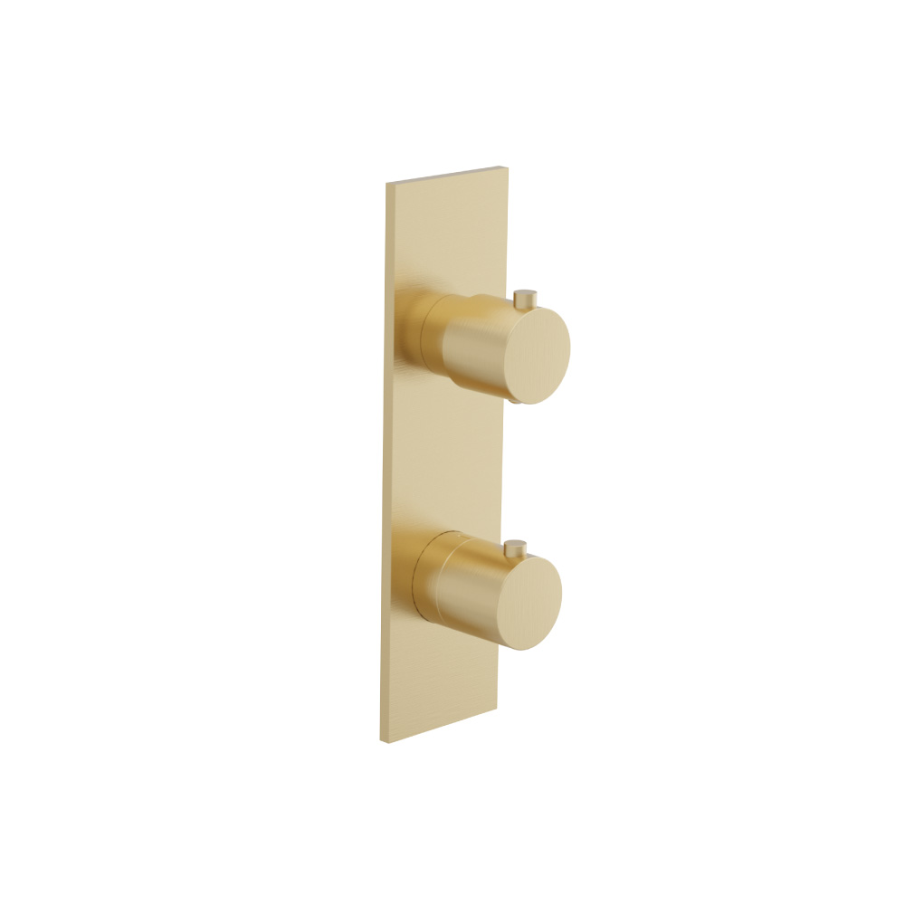 3/4" Thermostatic Shower Valve & Trim  - 3-Output | Satin Brass PVD