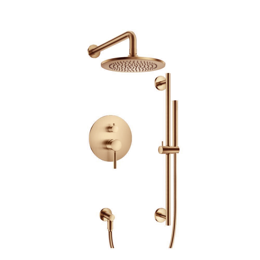 Two Output Shower Set With Shower Head, Hand Held And Slide Bar | Brushed Bronze PVD