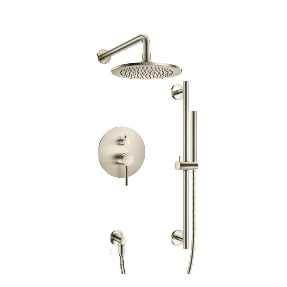 Two Output Shower Set With Shower Head, Hand Held And Slide Bar | Brushed Nickel PVD