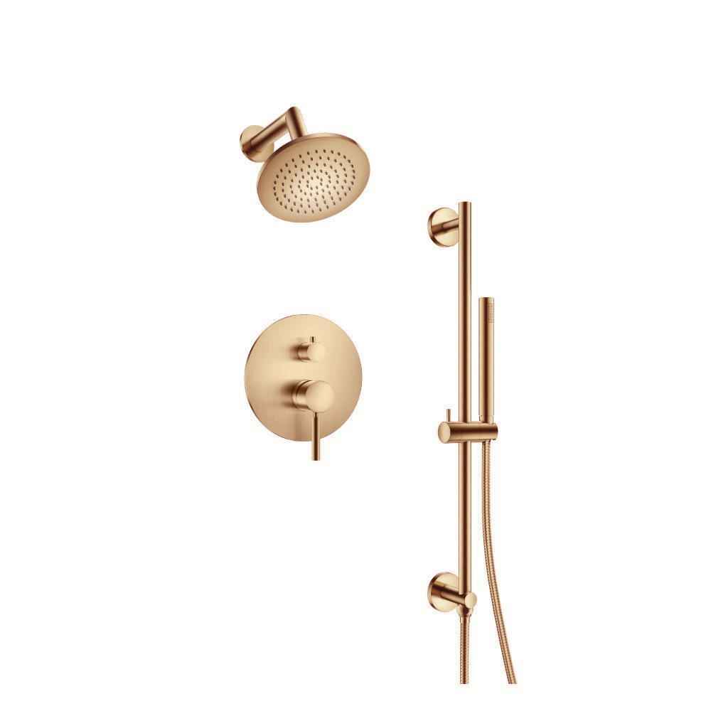 Two Output Shower Set With Shower Head, Hand Held And Slide Bar | Brushed Bronze PVD