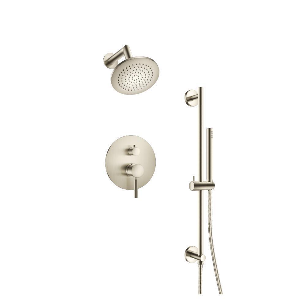 Two Output Shower Set With Shower Head, Hand Held And Slide Bar | Brushed Nickel PVD
