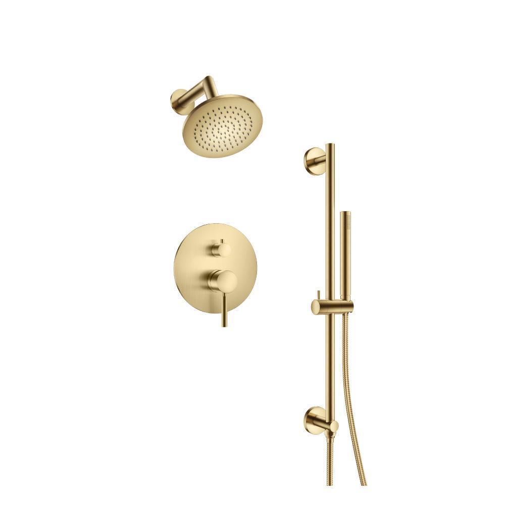 Two Output Shower Set With Shower Head, Hand Held And Slide Bar | Satin Brass PVD
