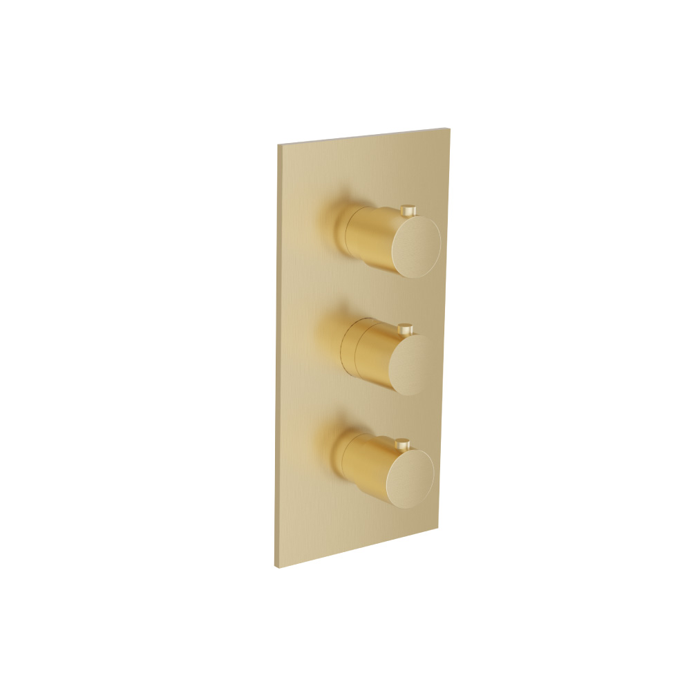 3/4" Thermostatic Valve With Trim - 3 Output | Satin Brass PVD