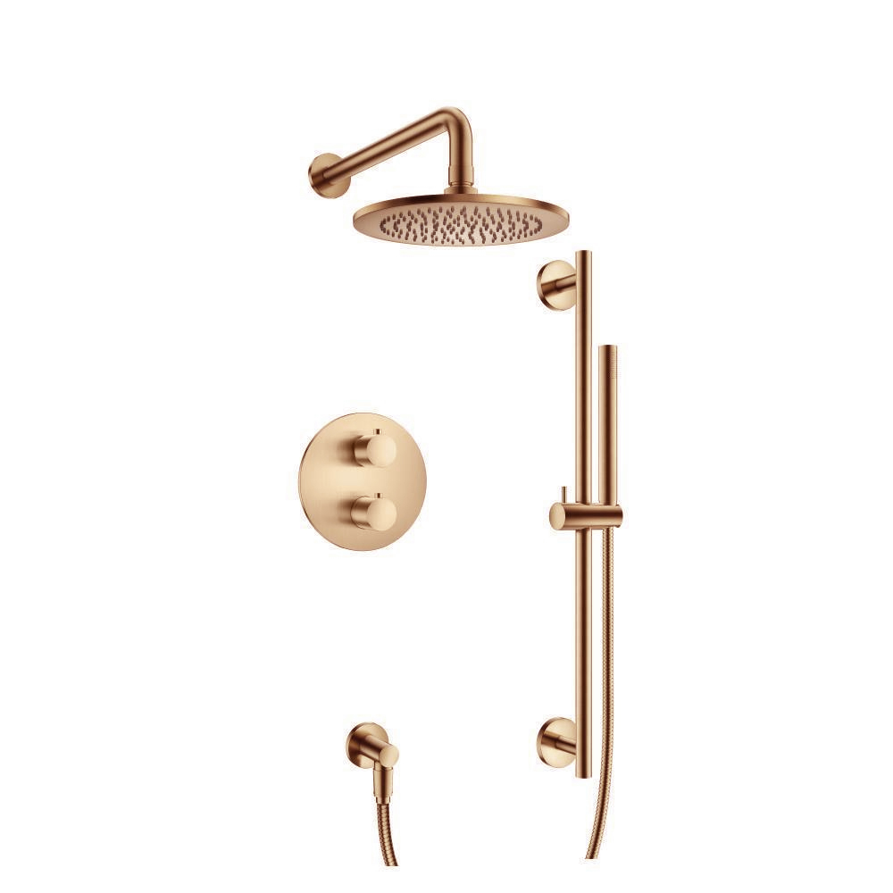 Two Output Shower Set With Shower Head, Hand Held And Slide Bar | Brushed Bronze PVD