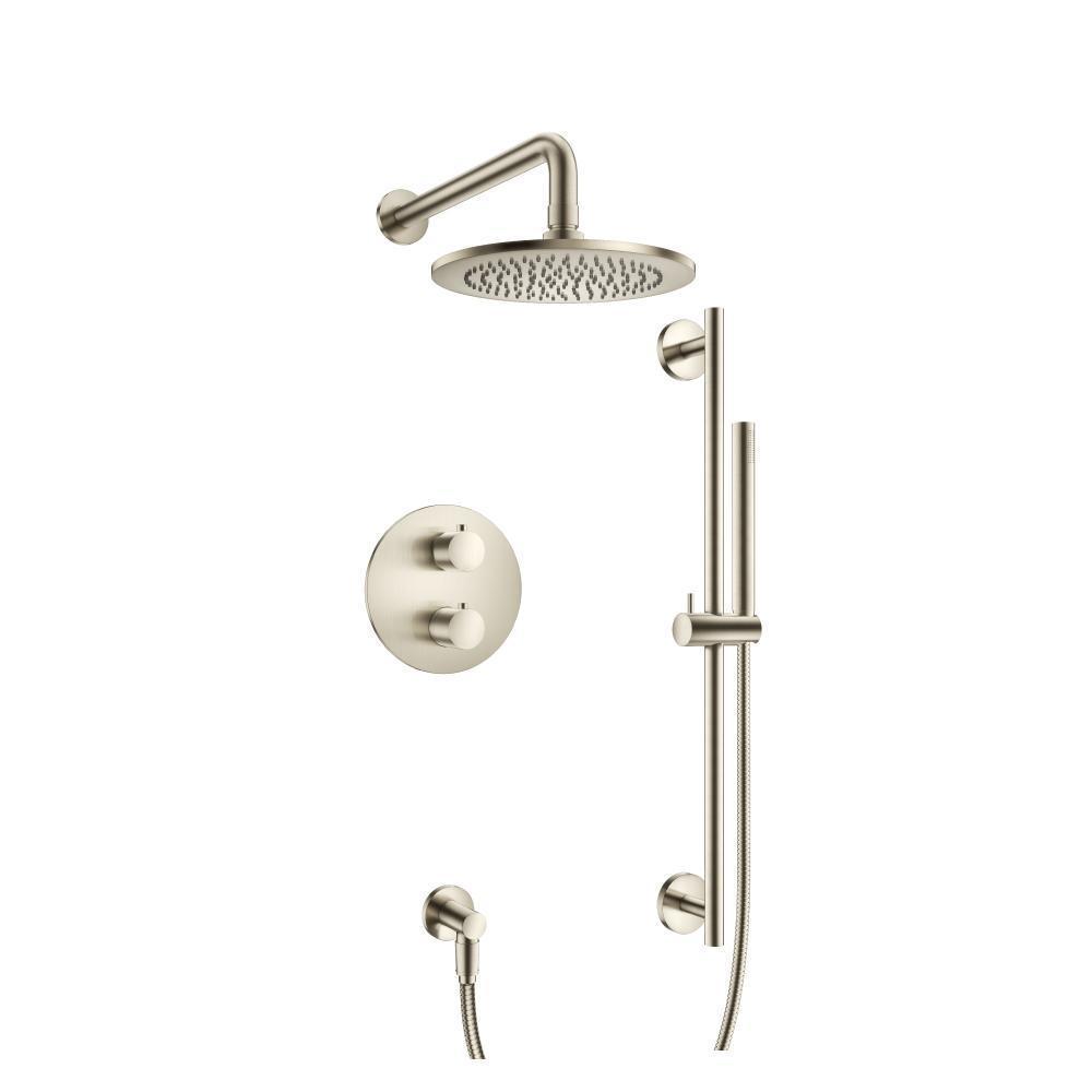 Two Output Shower Set With Shower Head, Hand Held And Slide Bar | Brushed Nickel PVD